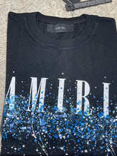 Load image into Gallery viewer, Amiri Black Swarovski Crystal Core Logo Painter TShirt