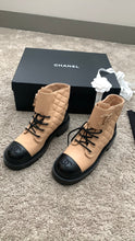 Load image into Gallery viewer, Chanel Calfskin Quilted Lace Up Combat Boots